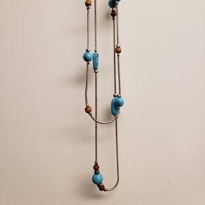 2000 AVON Vintage Double Strand Silvertone with Beaded Accent 16" and 18"